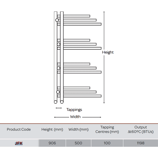 Kartell New York Designer Heated Towel Rail 900mm H x 500mm W - Chrome - Envy Bathrooms Ltd