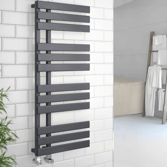 Kartell Oregon Designer Heated Towel Rail 1180mm H x 500mm W - Anthracite - Envy Bathrooms Ltd