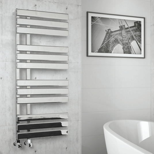 Kartell Oregon Designer Heated Towel Rail 1180mm H x 500mm W - Chrome - Envy Bathrooms Ltd