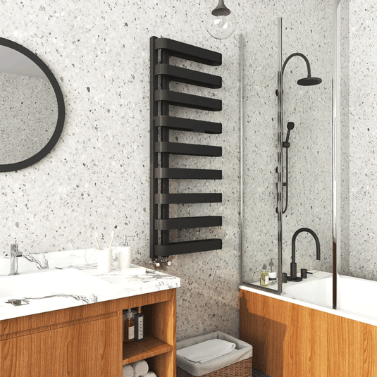 Kartell Texas Designer Heated Towel Rail 1300mm H x 500mm W - Matt Anthracite - Envy Bathrooms Ltd