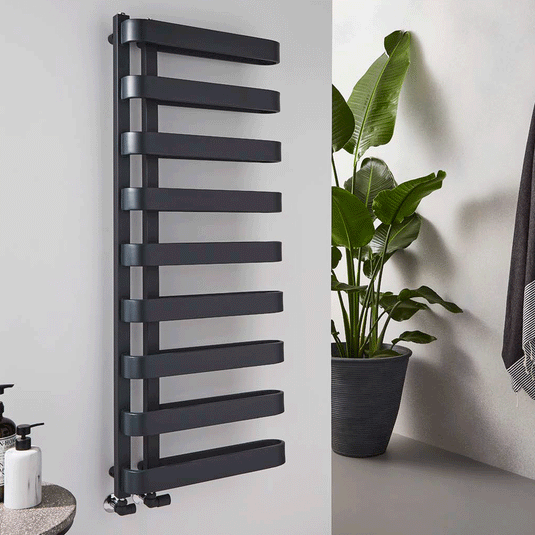 Kartell Texas Designer Heated Towel Rail 1300mm H x 500mm W - Matt Anthracite - Envy Bathrooms Ltd