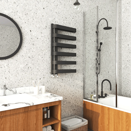 Kartell Texas Designer Heated Towel Rail 850mm H x 500mm W - Matt Anthracite - Envy Bathrooms Ltd