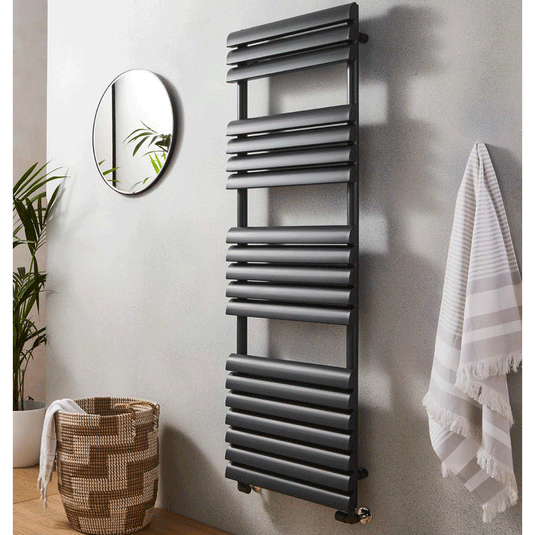 Kartell Venetian Designer Heated Towel Rail 1100mm H x 500mm W - Matt Anthracite - Envy Bathrooms Ltd