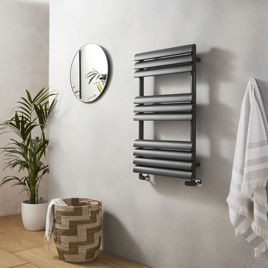 Kartell Venetian Designer Heated Towel Rail 850mm H x 500mm W - Matt Anthracite - Envy Bathrooms Ltd