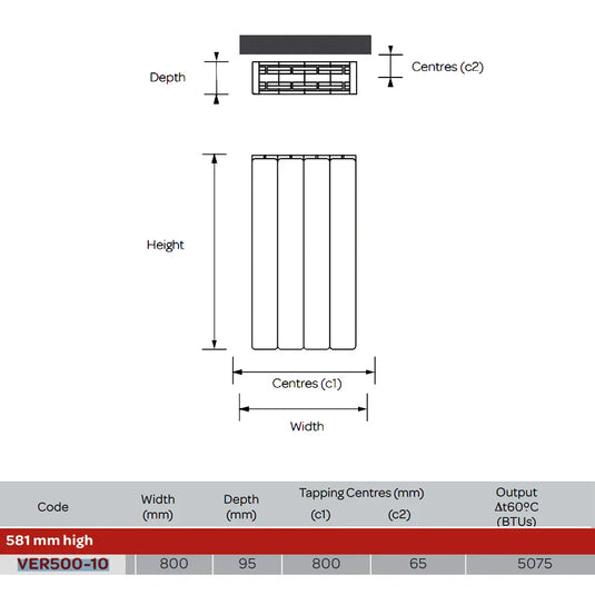 Kartell Vermont hi Single Designer Radiator 581mm H x 800mm W - White - Envy Bathrooms Ltd