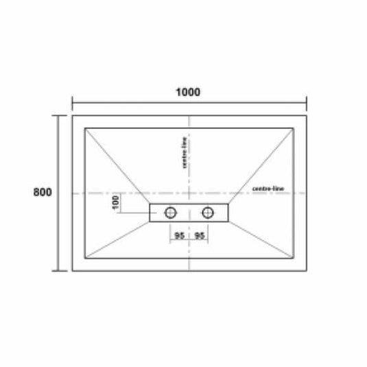 Kudos Connect 2 1000 x 800mm Rectangular Slimline Shower Tray with waste - White - Envy Bathrooms Ltd