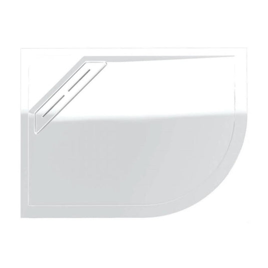 Kudos Connect 2 1000 x 900mm Anti-slip Offset Quadrant Shower Tray (LH) with waste - White - Envy Bathrooms Ltd