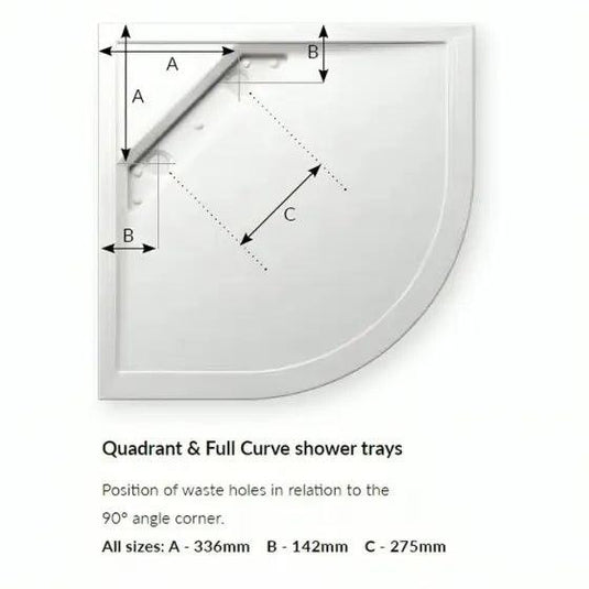 Kudos Connect 2 900 x 900mm Anti-slip Quadrant Shower Tray with waste - White - Envy Bathrooms Ltd