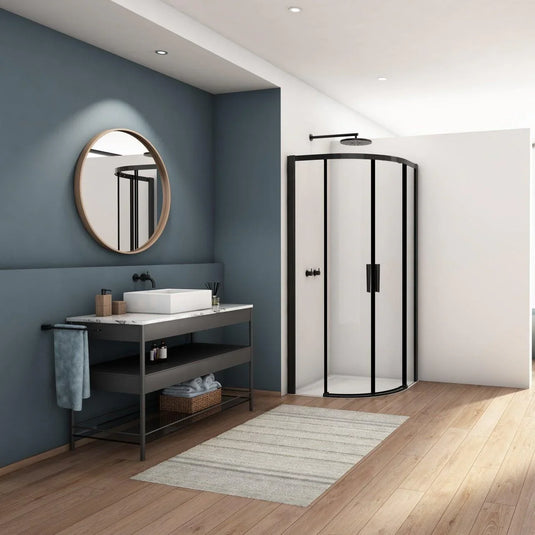 Kudos Divera 1000mm Quadrant Sliding Double Door - Matt Black - K22SRB551000607-0001 - Envy Bathrooms Ltd