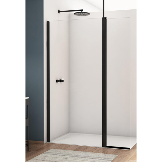 Kudos Divera 700mm Wetroom Panel - Matt Black (incl. wall profile) - K22F10700607-0001