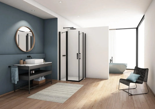 Kudos Divera 800 x 800mm Sliding Corner Entry Door - Black - K22SE2B0800607-0001 - Envy Bathrooms Ltd