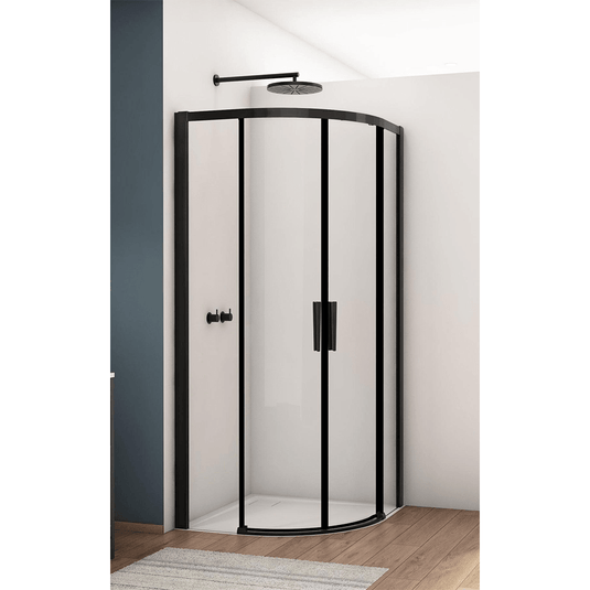 Kudos Divera 900mm Quadrant Sliding Double Door - Matt Black - K22SRB550900607-0001 - Envy Bathrooms Ltd