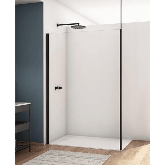 Kudos Divera 900mm Wetroom Panel - Matt Black (excl. wall profile) - K22F10900607-0001 - Envy Bathrooms Ltd