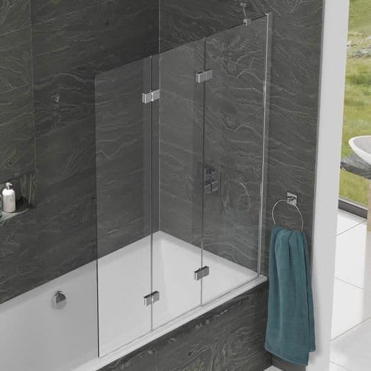 Kudos Inspire 1250mm 3 Panel In-Fold 6mm Bath Screen (RH) - Envy Bathrooms Ltd