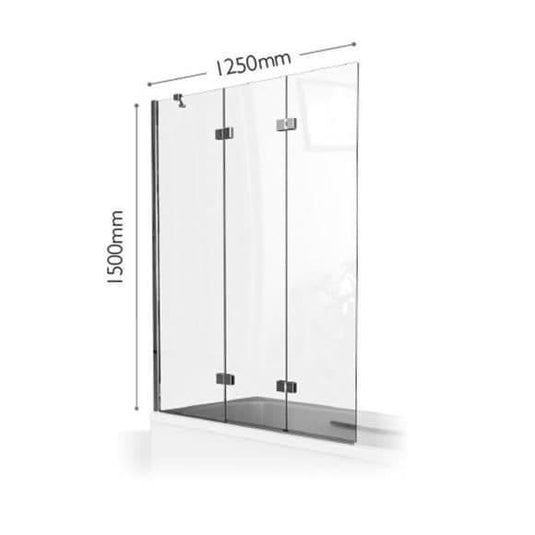Kudos Inspire 1250mm 3 Panel In-Fold 6mm Bath Screen (LH) - Envy Bathrooms Ltd