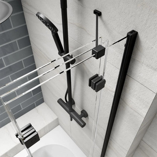 Kudos Inspire 3 Panel Bath Screen Matt Black 1250mm RH - Envy Bathrooms Ltd