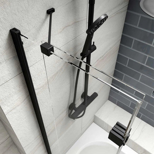 Kudos Inspire 6mm 2 Panel Infold Bath Screen Matt Black LH - Envy Bathrooms Ltd