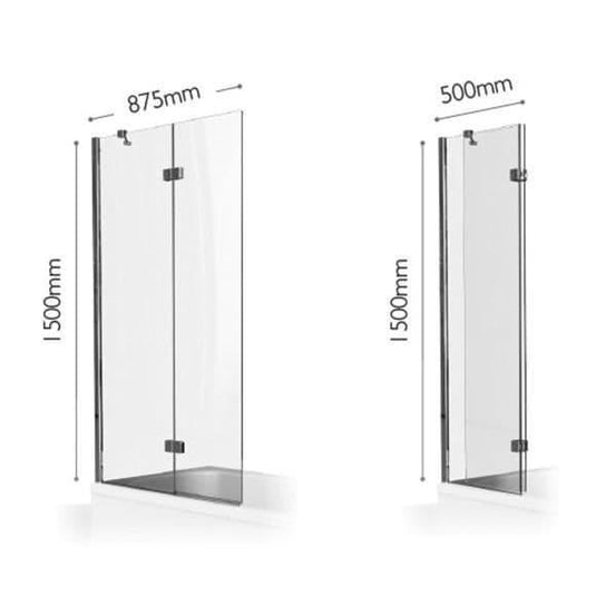 Kudos Inspire 875mm 2 Panel In-Fold 8mm Bath Screen (RH) - Envy Bathrooms Ltd