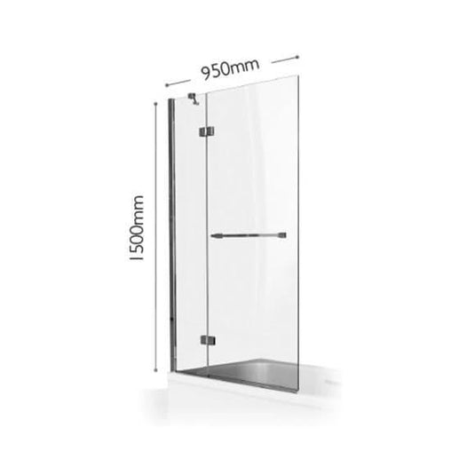 Kudos Inspire 950mm 2 Panel Out-Swing 6mm Bath Screen with Towel Rail (LH) - Envy Bathrooms Ltd