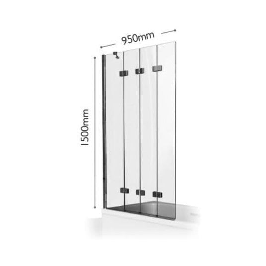 Kudos Inspire 950mm 4 Panel In-Fold 6mm Bath Screen (RH) - Envy Bathrooms Ltd