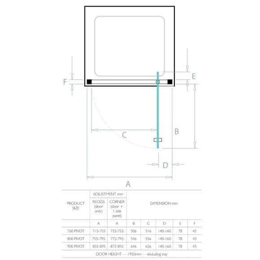 Kudos Original 6 760mm Pivot Door - Silver - Envy Bathrooms Ltd