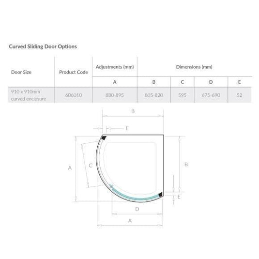 Kudos Original 6 910 x 910mm Quadrant Enclosure Side Access - Envy Bathrooms Ltd