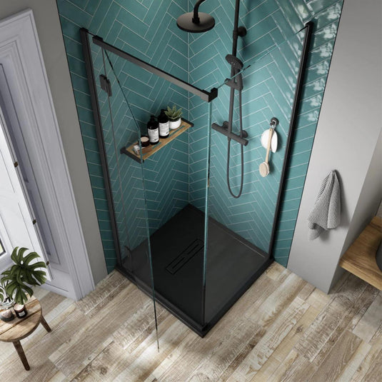 Kudos Pinnacle 8 1000mm Hinged Corner Door (LH) - Matt Black - Envy Bathrooms Ltd