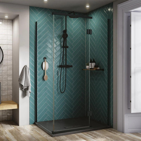 Kudos Pinnacle 8 1000mm Hinged Corner Door (RH) - Matt Black - Envy Bathrooms Ltd