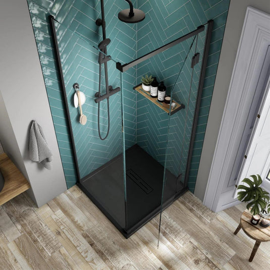 Kudos Pinnacle 8 1000mm Hinged Corner Door (RH) - Matt Black - Envy Bathrooms Ltd