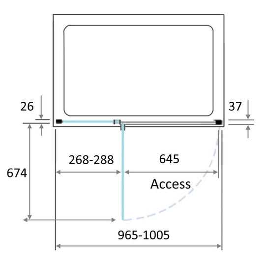 Kudos Pinnacle 8 1000mm Hinged Recess Door (LH) - Matt Black - Envy Bathrooms Ltd