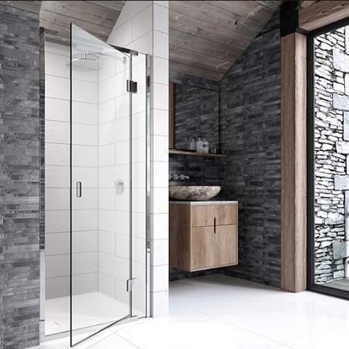 Kudos Pinnacle 8 1000mm Hinged Recess Door (RH) - Chrome - Envy Bathrooms Ltd