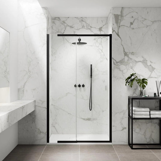 Kudos Pinnacle 8 1000mm Sliding Recess Door - Matt Black - Envy Bathrooms Ltd