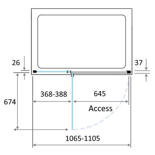 Kudos Pinnacle 8 1100mm Hinged Recess Door (LH) - Matt Black - Envy Bathrooms Ltd