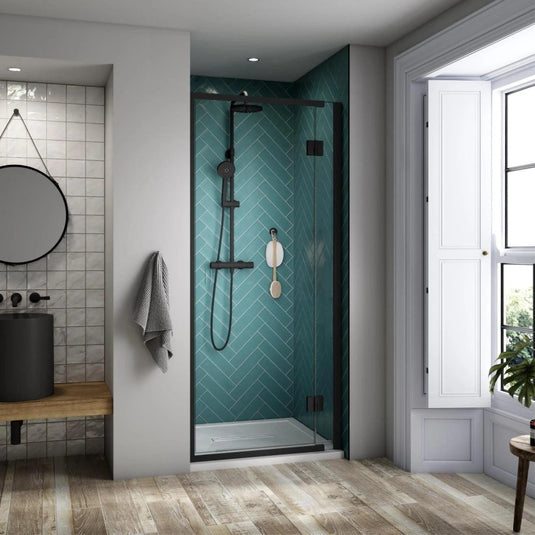 Kudos Pinnacle 8 1100mm Hinged Recess Door (Right Hand) | Matt Black | P8HR110RMBK