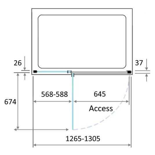 Kudos Pinnacle 8 1300mm Hinged Recess Door (RH) - Matt Black - Envy Bathrooms Ltd