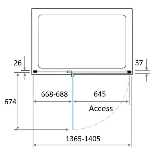 Kudos Pinnacle 8 1400mm Hinged Recess Door (LH) - Matt Black - Envy Bathrooms Ltd