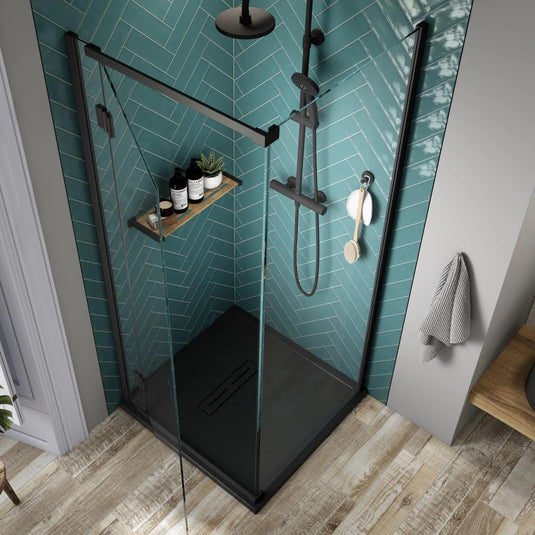 Kudos Pinnacle 8 700mm Side Panel for Hinged Shower Door - Matt Black - Envy Bathrooms Ltd