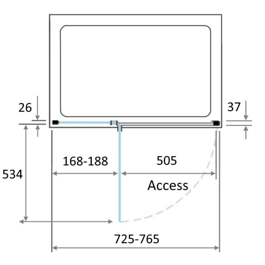 Kudos Pinnacle 8 760mm Hinged Recess Door (LH) - Matt Black - Envy Bathrooms Ltd