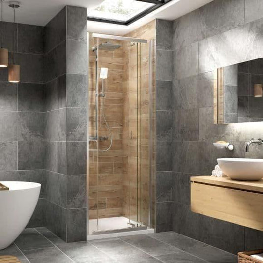 Kudos Pinnacle 8 900mm Centrefold Door - Silver - Envy Bathrooms Ltd