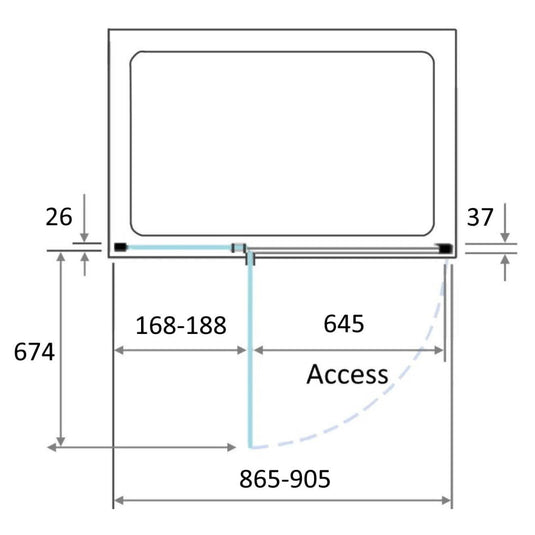 Kudos Pinnacle 8 900mm Hinged Recess Door (RH) - Matt Black - Envy Bathrooms Ltd