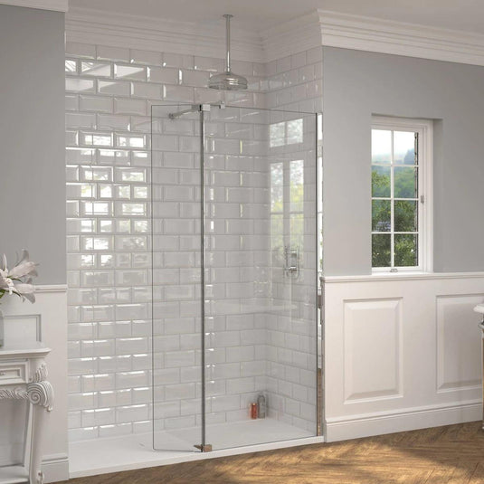 Kudos Ultimate 2 300mm Fold Away Deflector Panel (RH - 10mm Thick) - Chrome - Envy Bathrooms Ltd