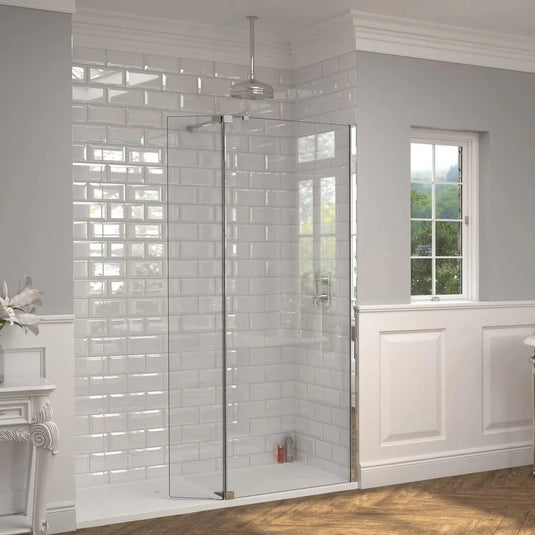 Kudos Ultimate 2 300mm Fold Away Deflector Panel (RH - 10mm Thick) - Chrome - Envy Bathrooms Ltd