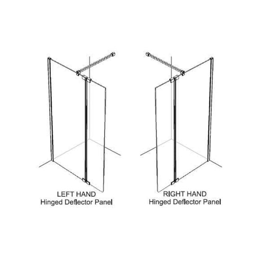 Kudos Ultimate 2 300mm Hinged Deflector Panel - Chrome (10mm Thick - LH) - Envy Bathrooms Ltd