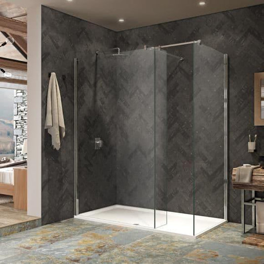 Kudos Ultimate 2 400mm Hinged Deflector Panel ( Left Hand - 10mm Thick) | Chrome | 10WPHINDPLH400