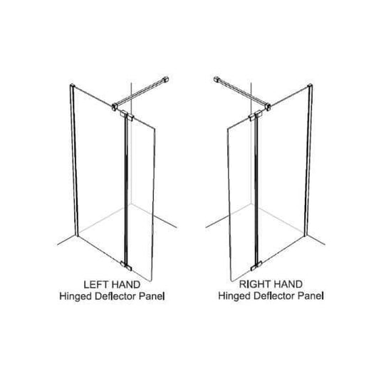 Kudos Ultimate 2 400mm Hinged Deflector Panel (LH - 8mm Thick) - Chrome - Envy Bathrooms Ltd