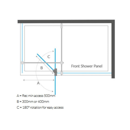 Kudos Ultimate 2 8mm Curved Hinged Deflector Panel Chrome 300mm LH - Envy Bathrooms Ltd