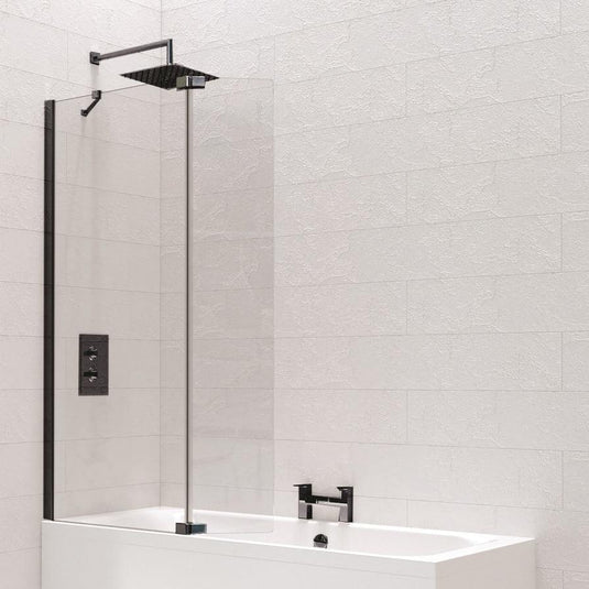 Kudos Ultimate10 Fold Away Bath Screen Deflector Panel (LH) - Matt Black - 10BSWPFADPLHMB - Envy Bathrooms Ltd