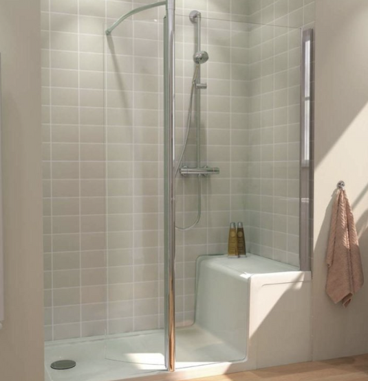 Lakes Classic 1850 x 1500 x 800mm Seated Shower Tray and Walk-In (Right Hand) | Silver | CLWSST1200R + CLWSDG + LKST8015* - Envy Bathrooms Ltd