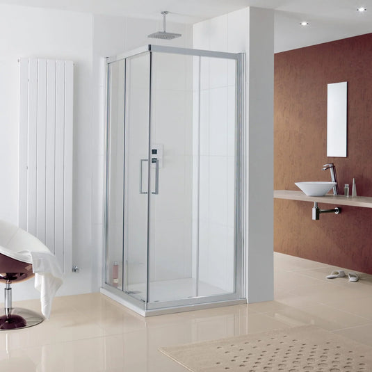 Lakes Malmo 900 x 750mm Corner Entry Shower Enclosure - Silver - 8HC090S + 8HC075S* - Envy Bathrooms Ltd