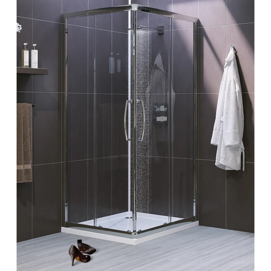 Lakes Semi Framed 750mm Corner Entry Sliding Door - Silver - CLVC075S + CLVC075S - Envy Bathrooms Ltd